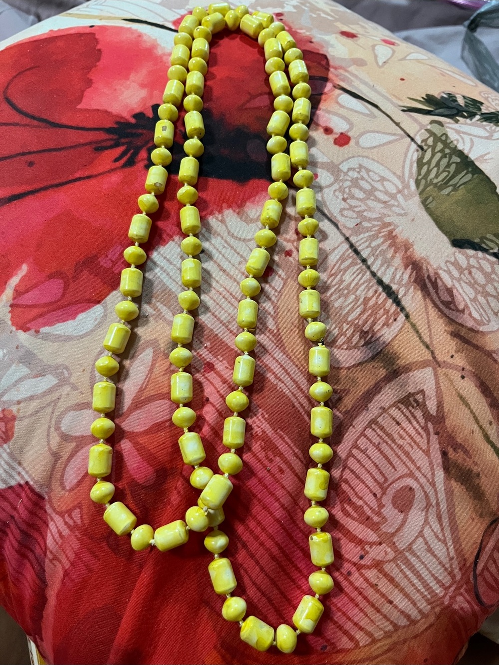 Vintage Bright Yellow Bead Necklace